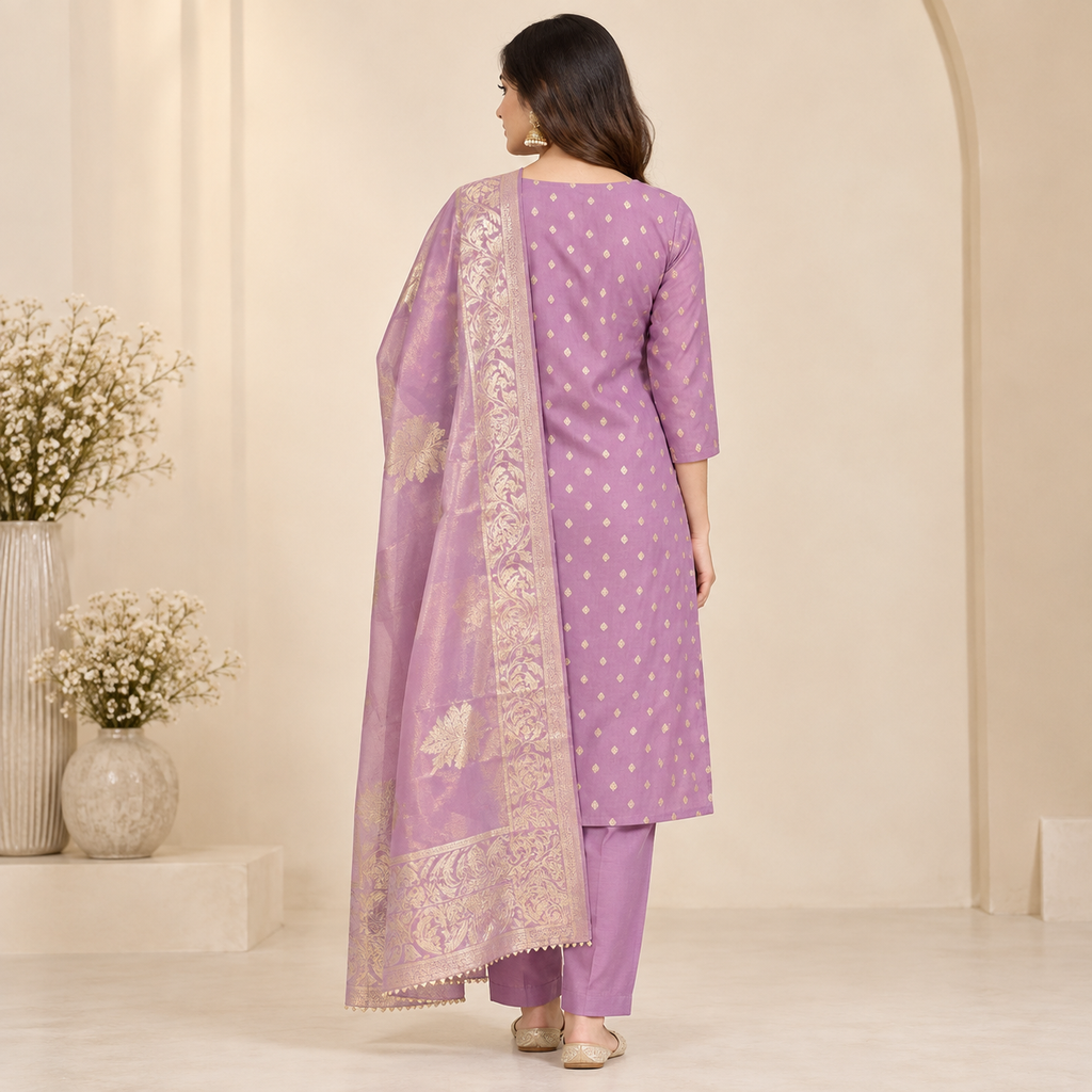 Women’s Banarasi Simar Silk Handwork 3-Piece Suit Set