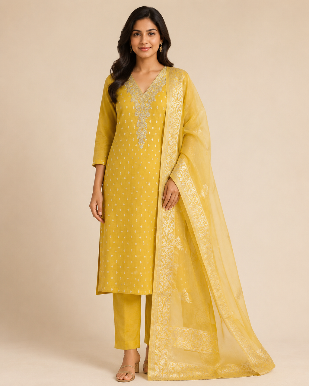 Women’s Banarasi Simar Silk Handwork 3-Piece Suit Set