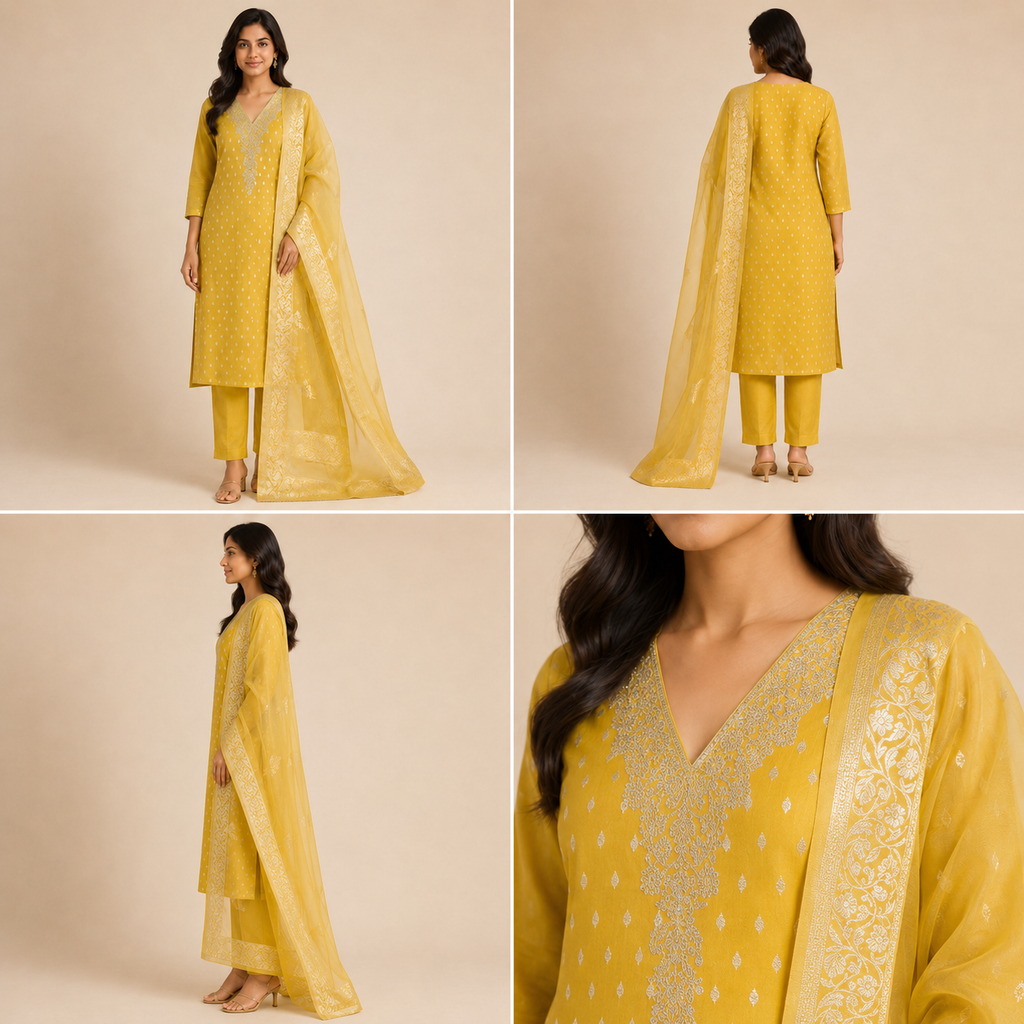 Women’s Banarasi Simar Silk Handwork 3-Piece Suit Set