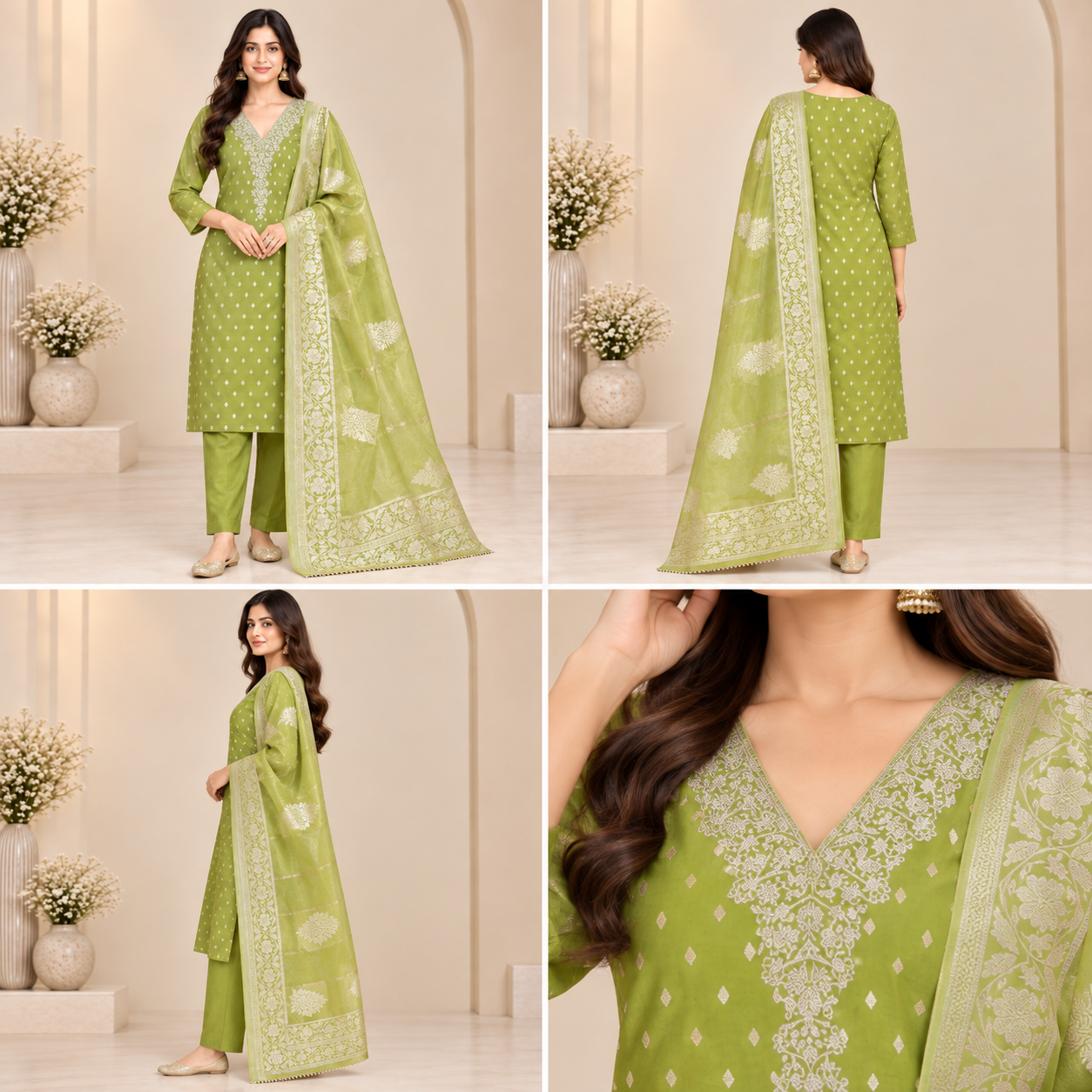 Women’s Banarasi Simar Silk Handwork 3-Piece Suit Set