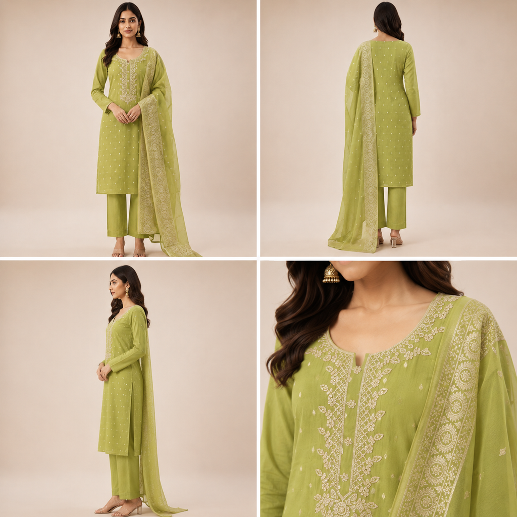 Women’s Banarasi Simar Silk Handwork 3-Piece Suit Set