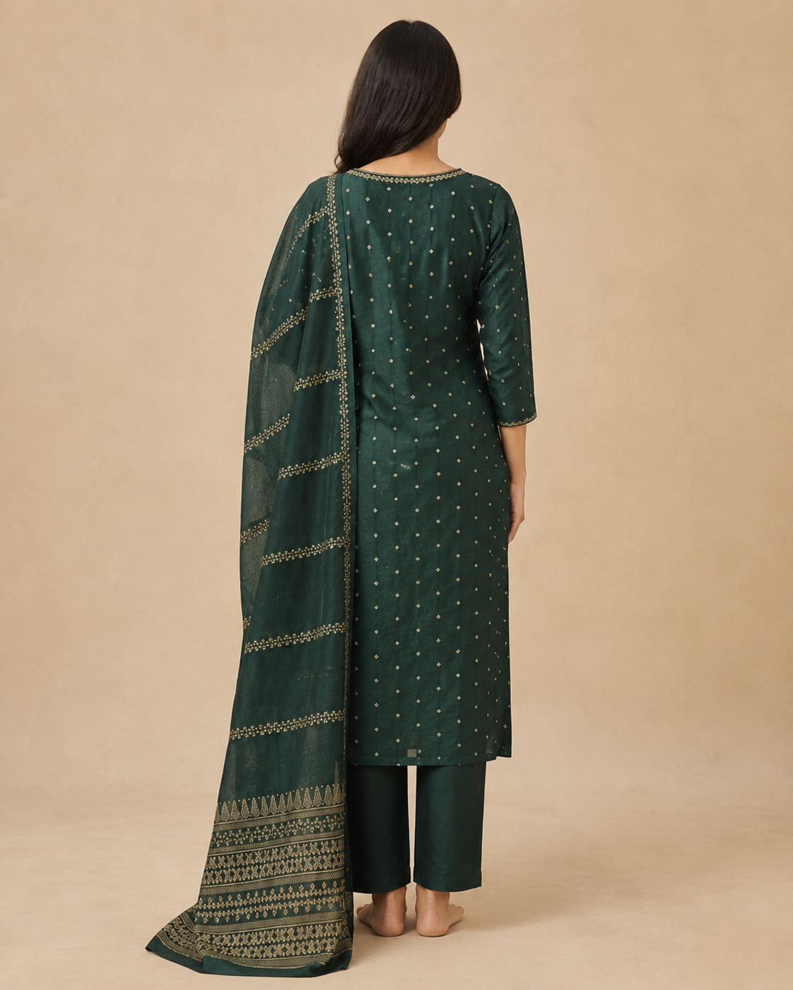 Handwork Kurti Pant & Dupatta 3-Piece Suit Set