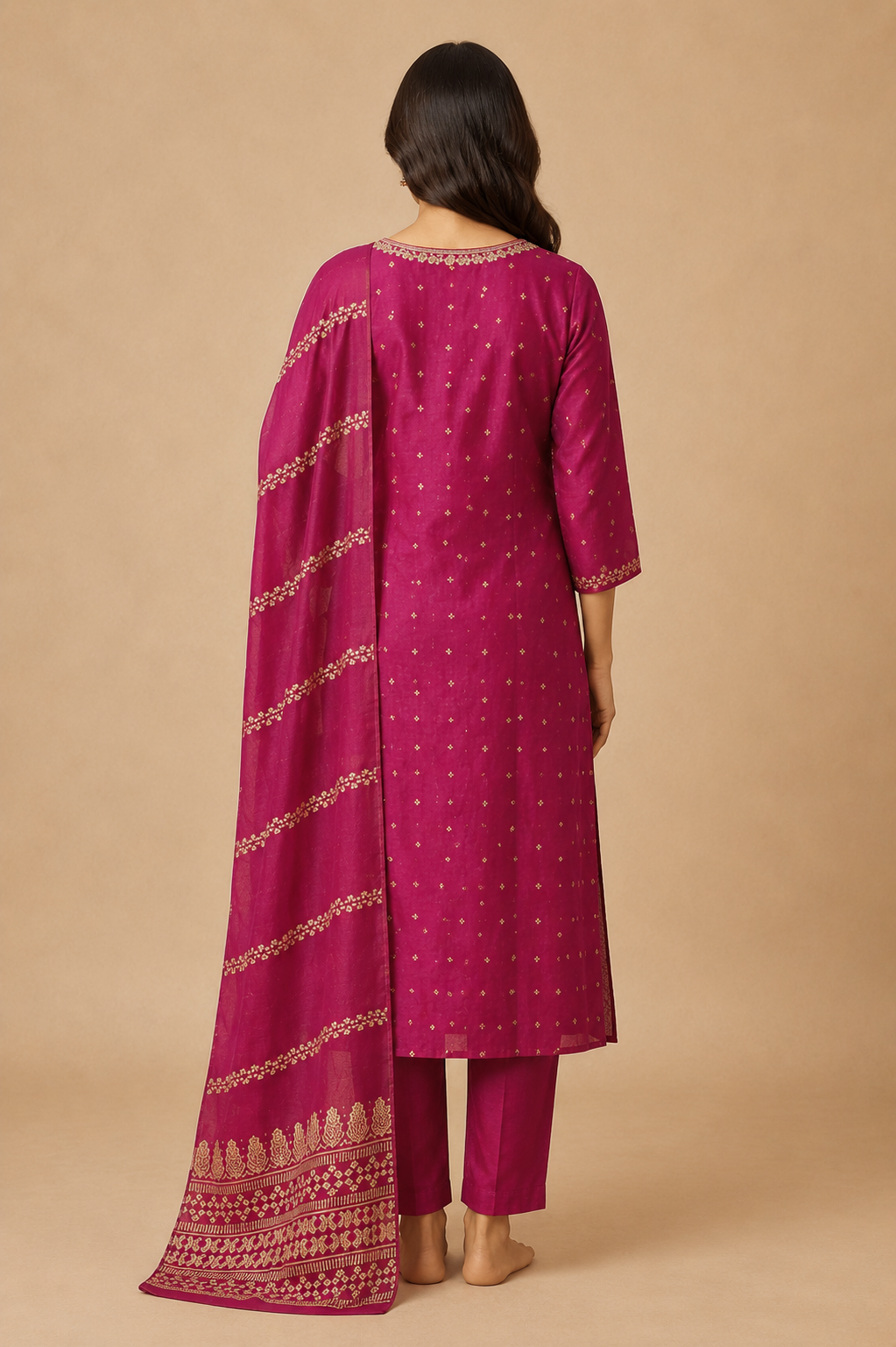 Handwork Kurti Pant & Dupatta 3-Piece Suit Set