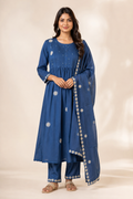 Embroidered Anarkali Kurti Pant Dupatta Set