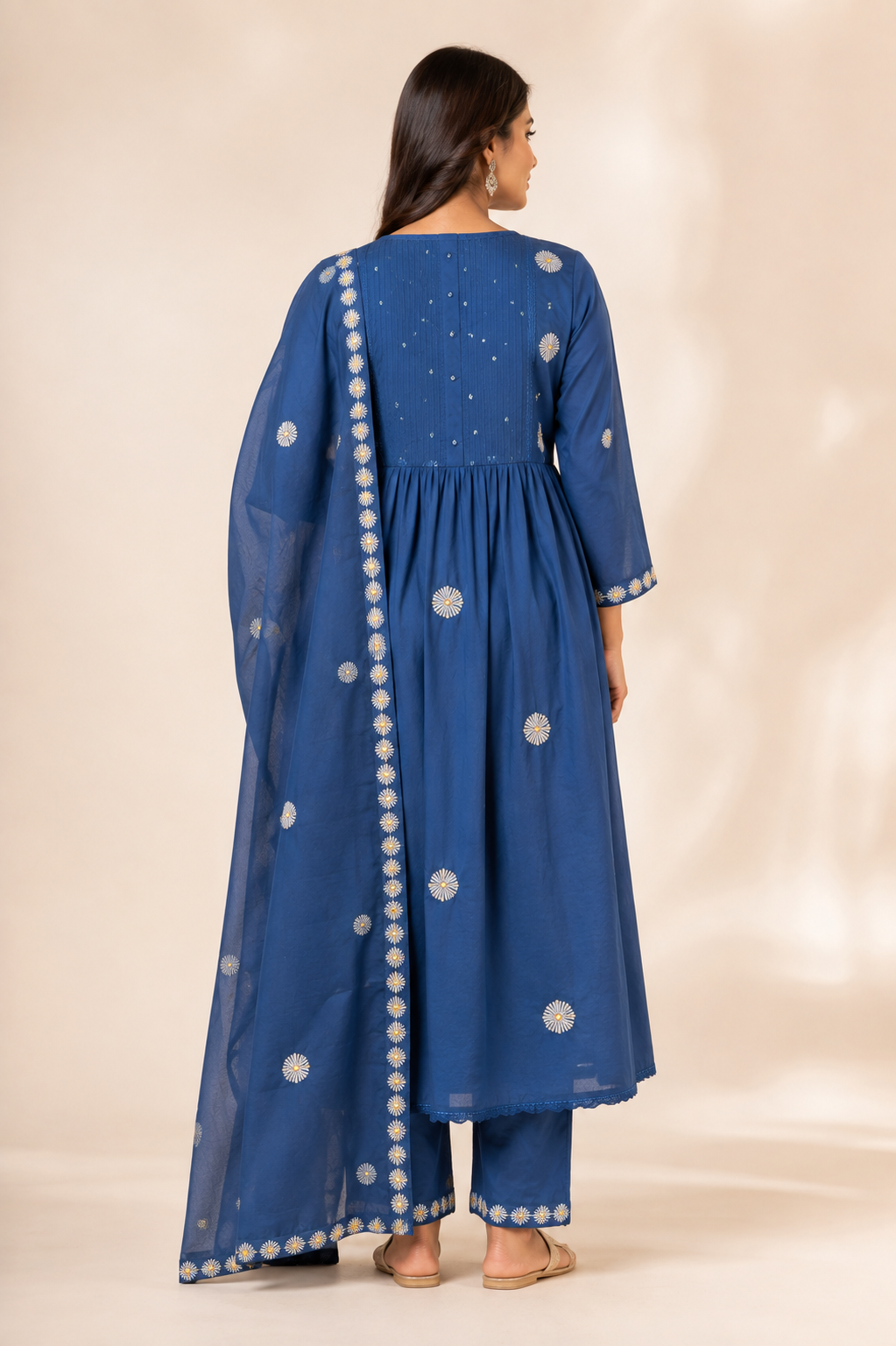 Embroidered Anarkali Kurti Pant Dupatta Set