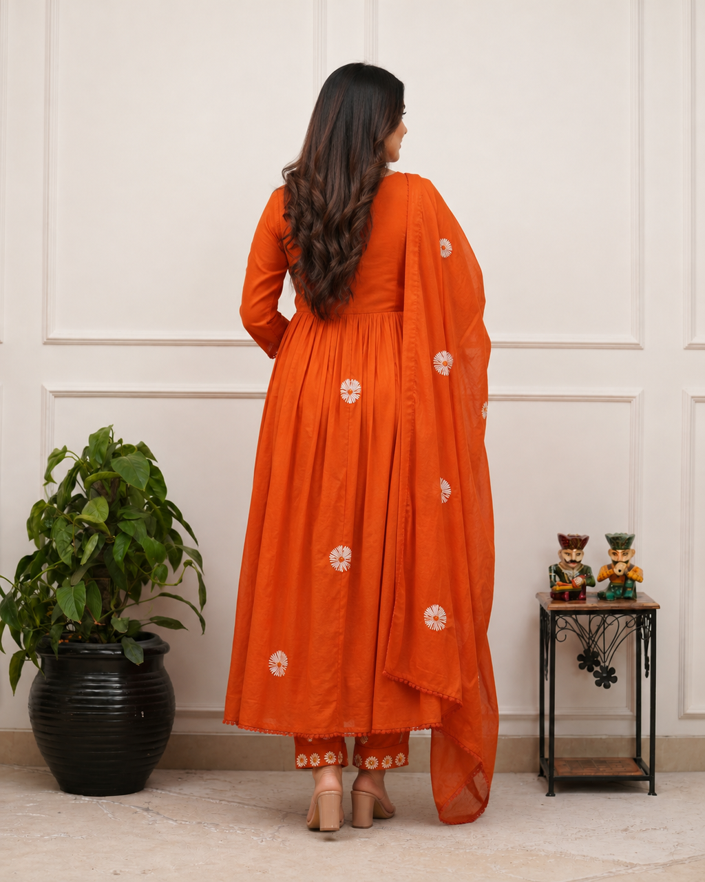 Embroidered Anarkali Kurti Pant Dupatta Set