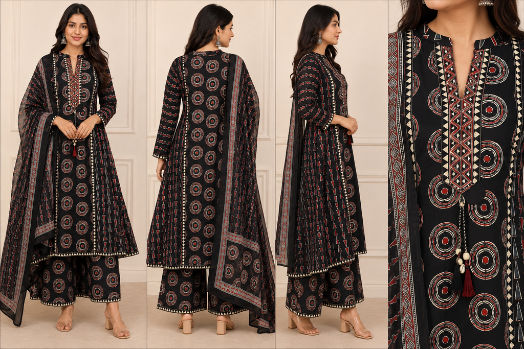 Sanganeri Print Women's A-Line Kurta Set