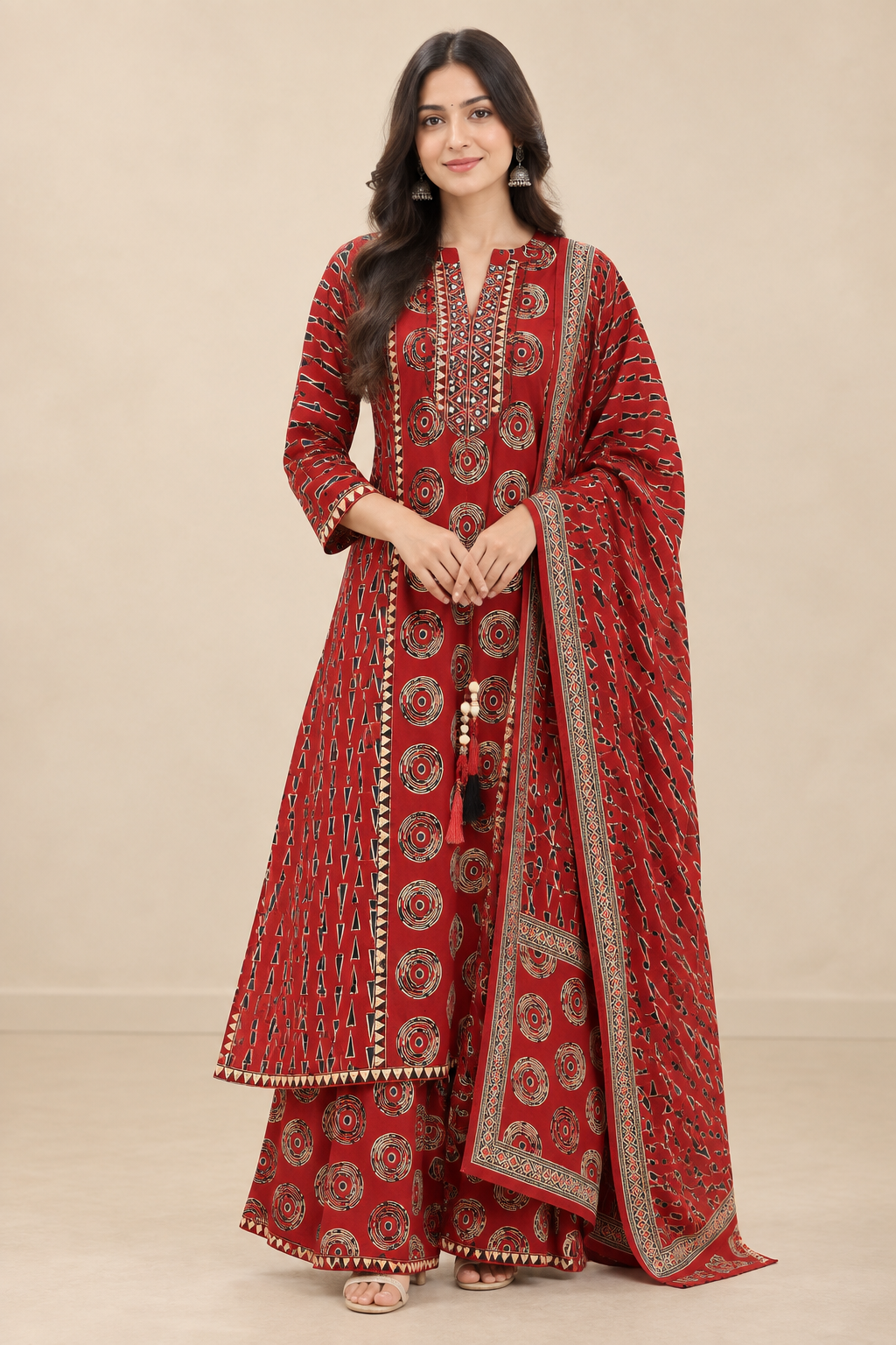 Sanganeri Print Women's A-Line Kurta Set