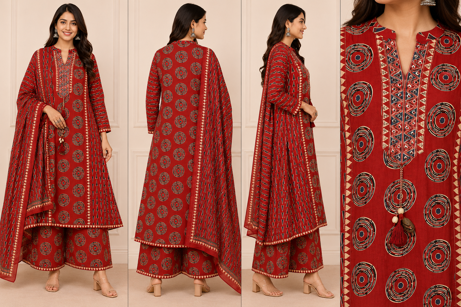 Sanganeri Print Women's A-Line Kurta Set