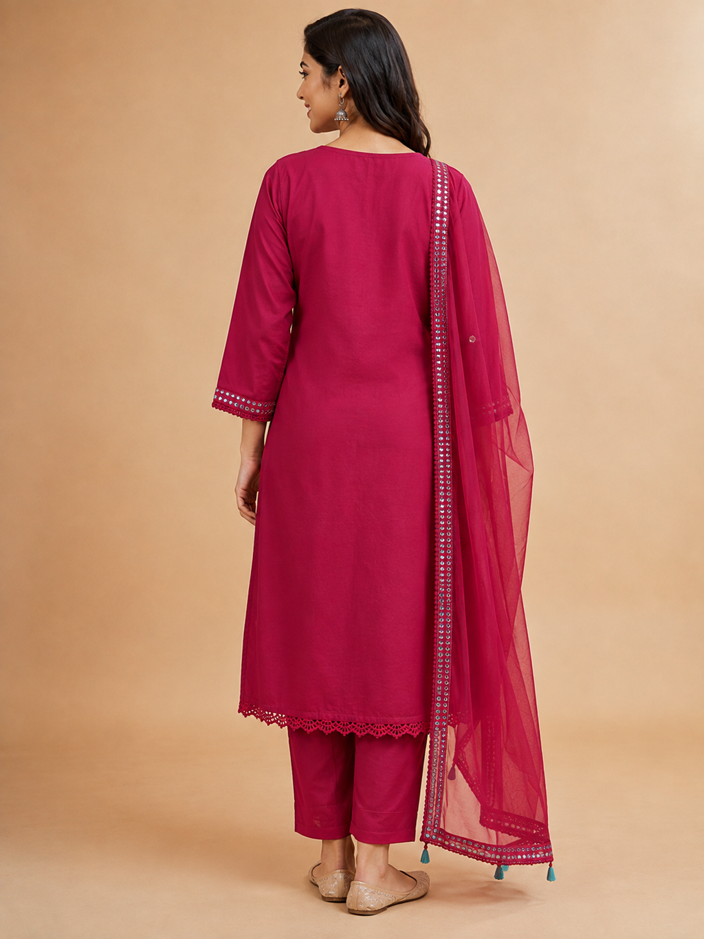Embroidered Cotton Kurta Set – 3 Piece