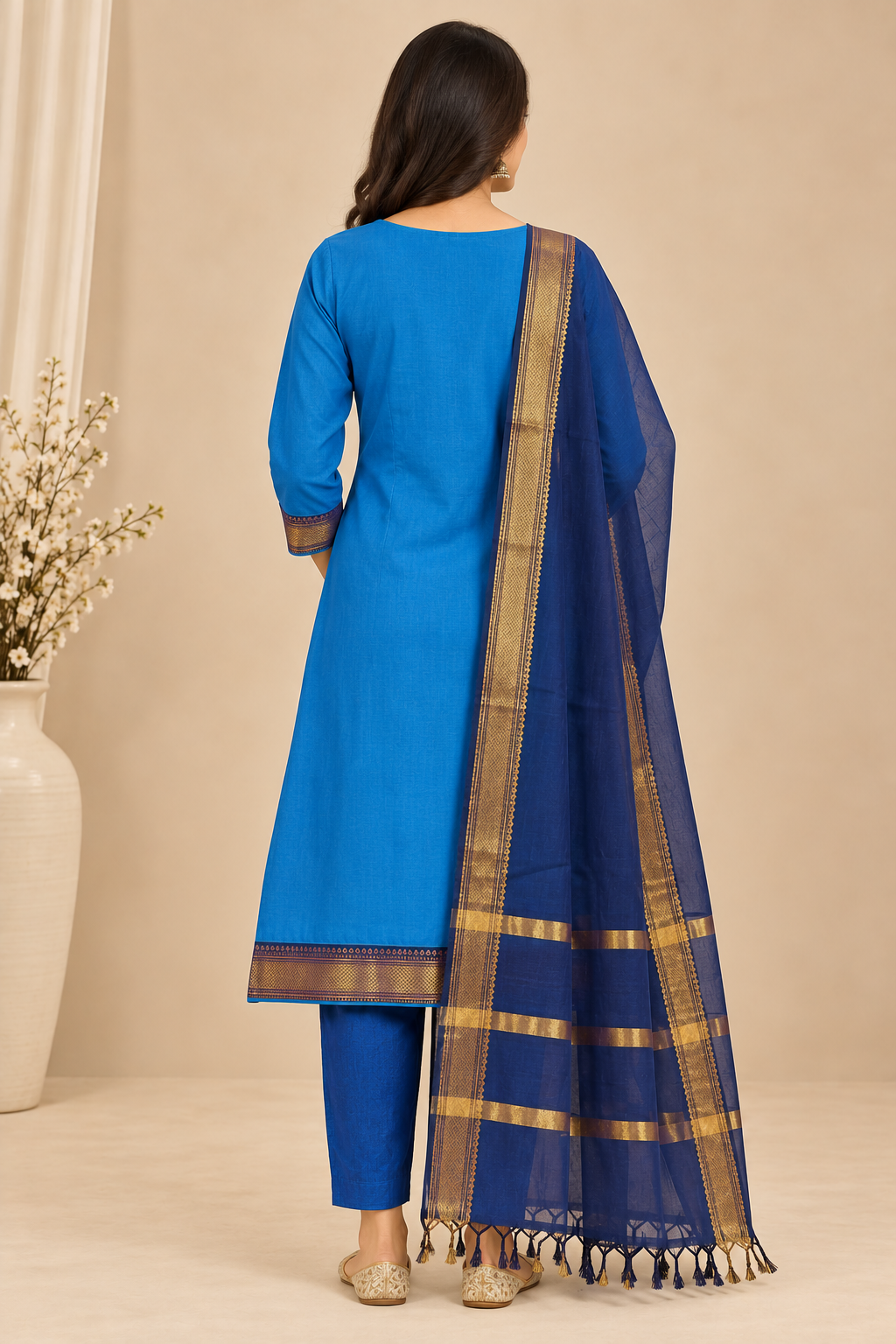 Women’s 3-Piece Kurta Set – Fancy Neck