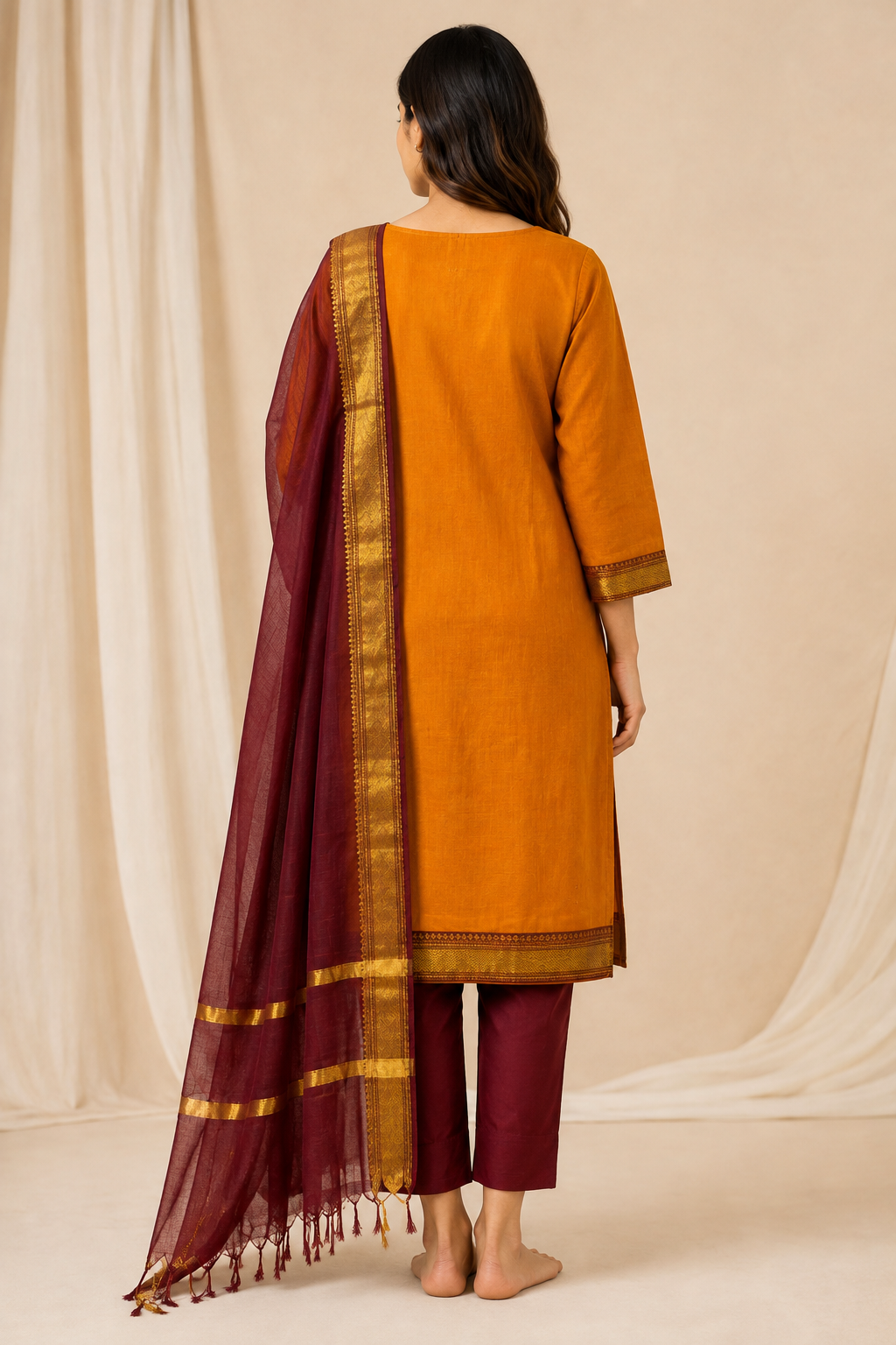 Women’s 3-Piece Kurta Set – Fancy Neck