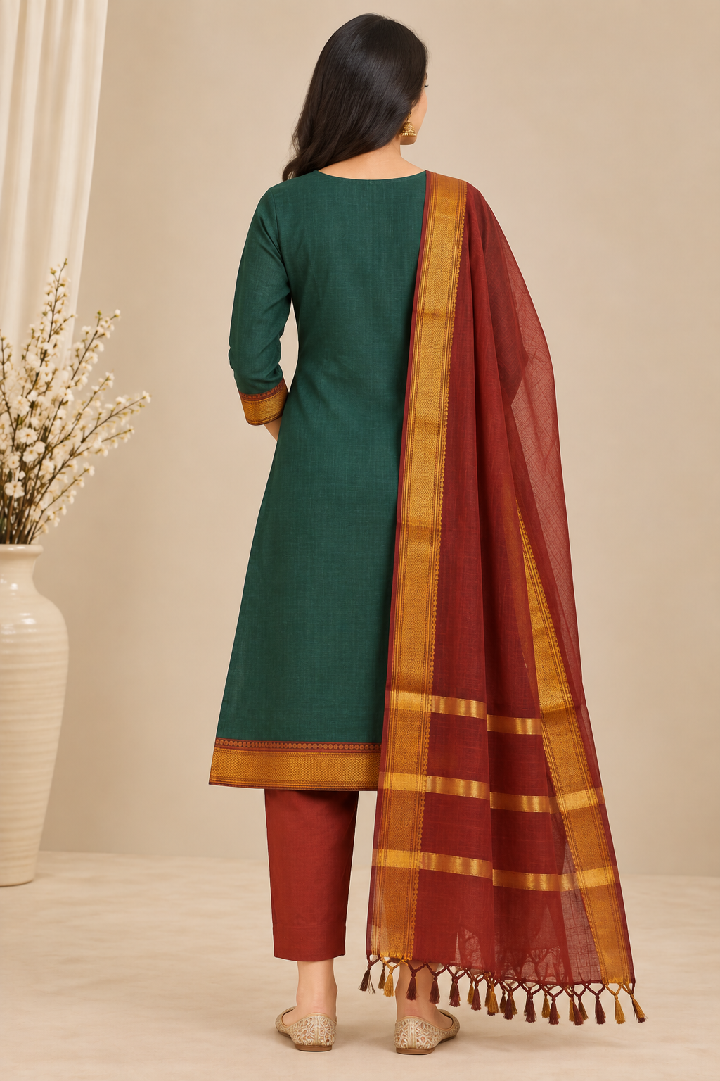 Women’s 3-Piece Kurta Set – Fancy Neck