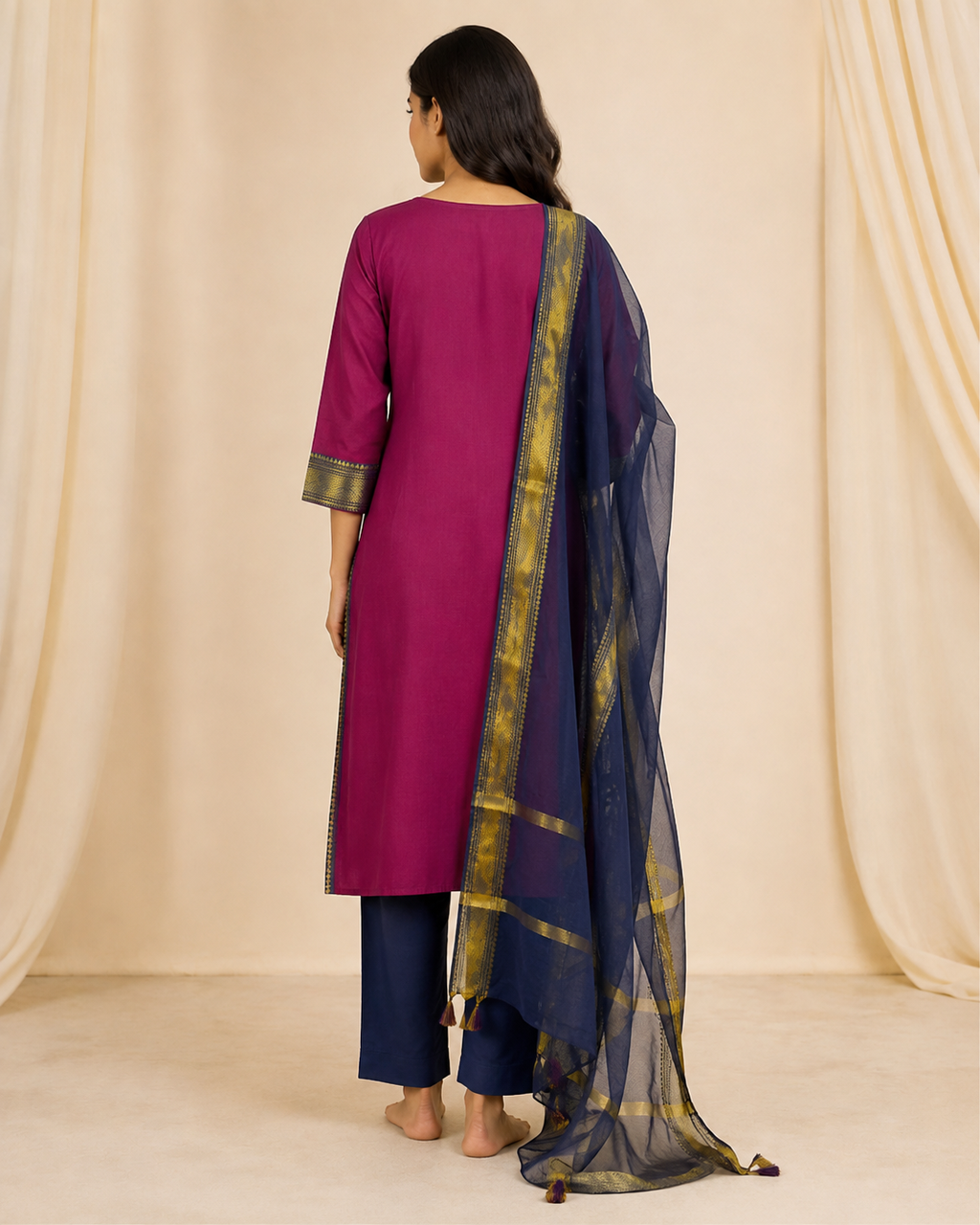 Women’s 3-Piece Kurta Set – Fancy Neck