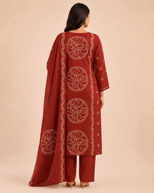 Cotton Kurta Palazzo Set with Bandhani Dupatta
