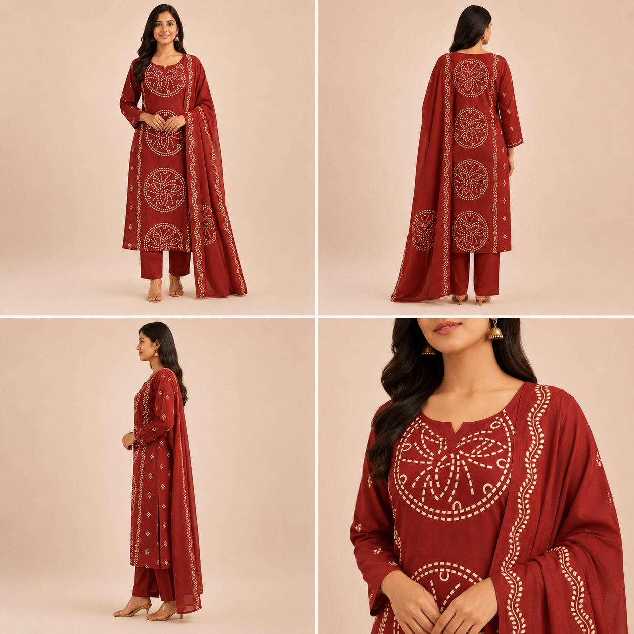 Cotton Kurta Palazzo Set with Bandhani Dupatta