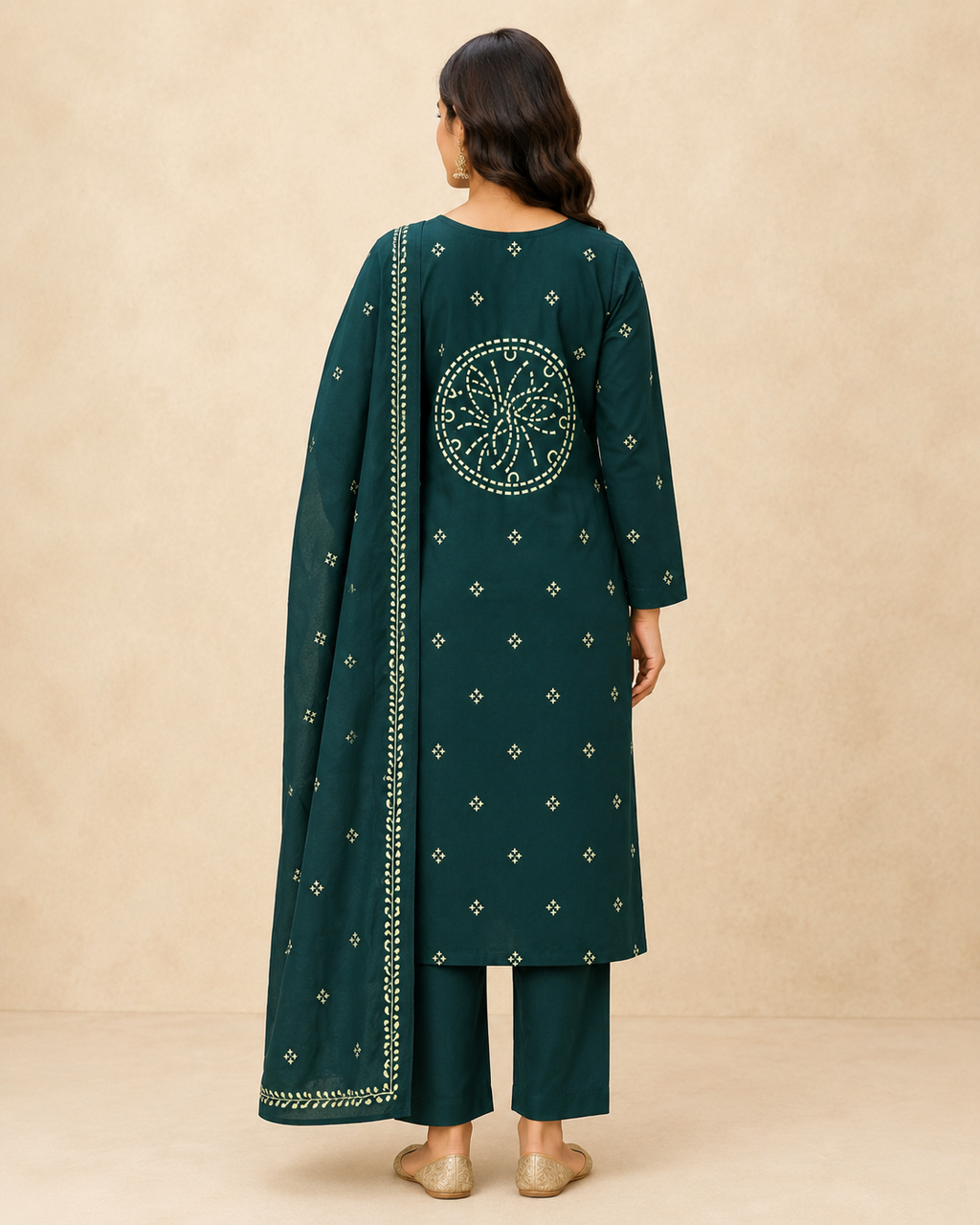 Cotton Kurta Palazzo Set with Bandhani Dupatta