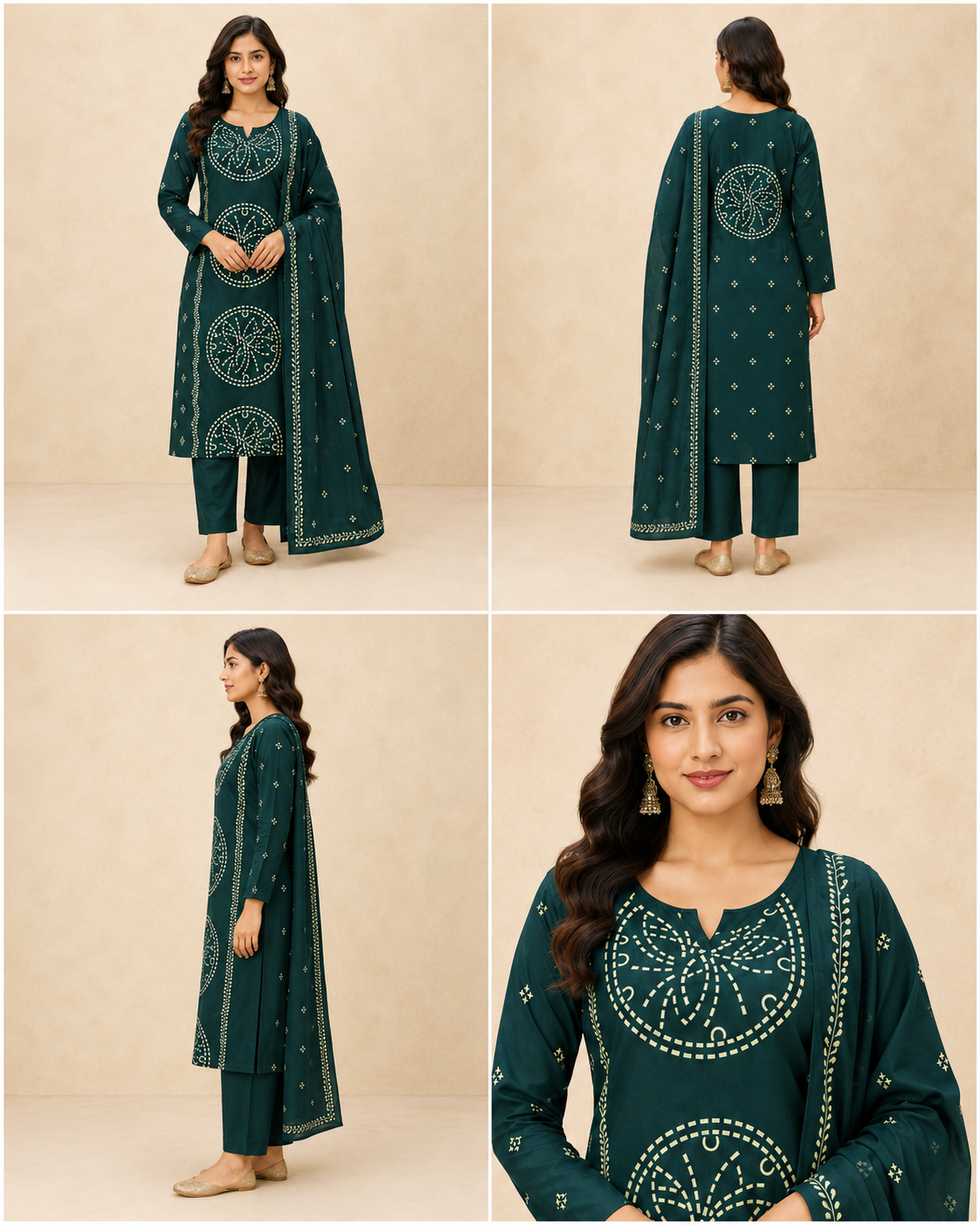 Cotton Kurta Palazzo Set with Bandhani Dupatta