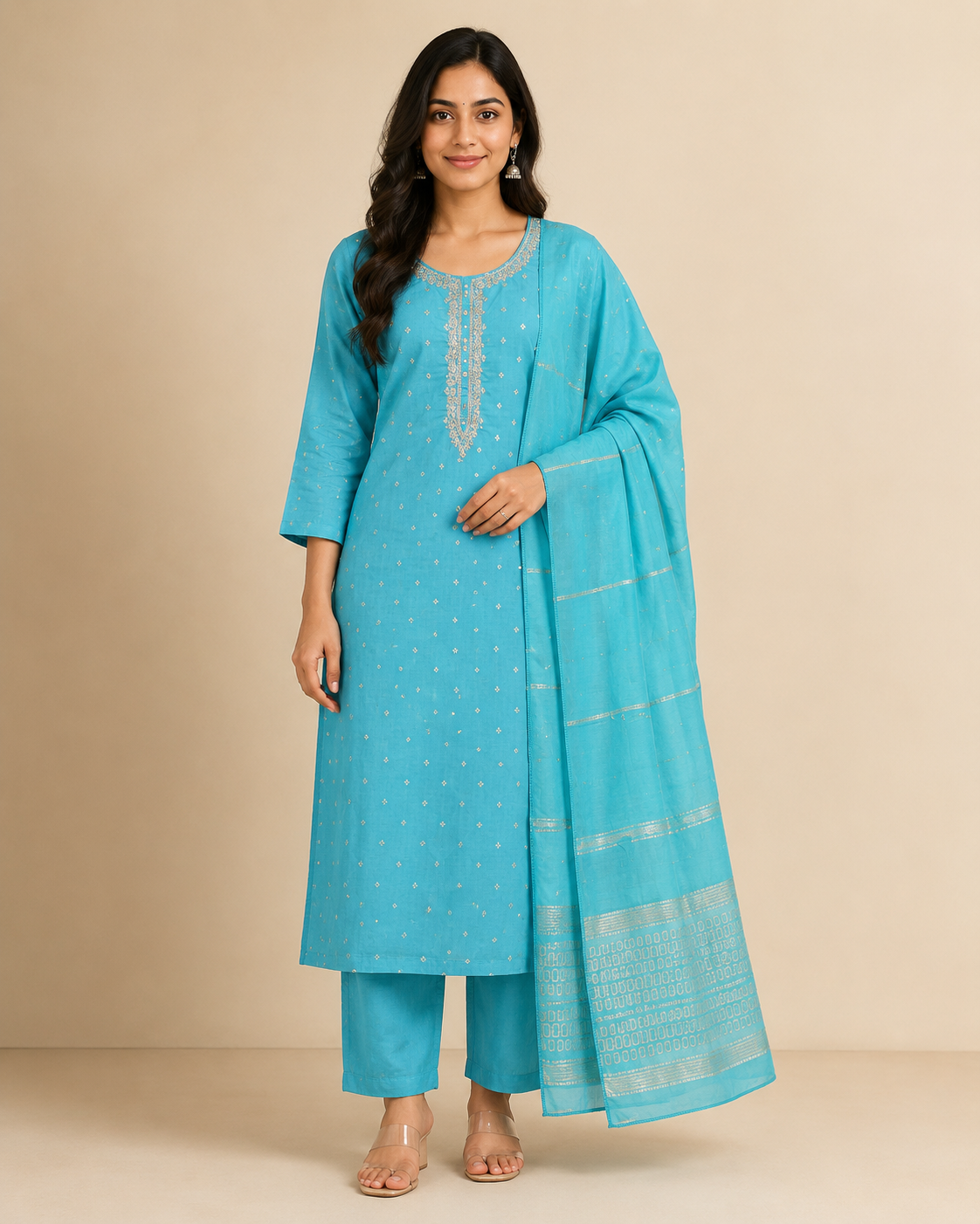 Handwork Kurti Pant & Dupatta 3-Piece Suit Set