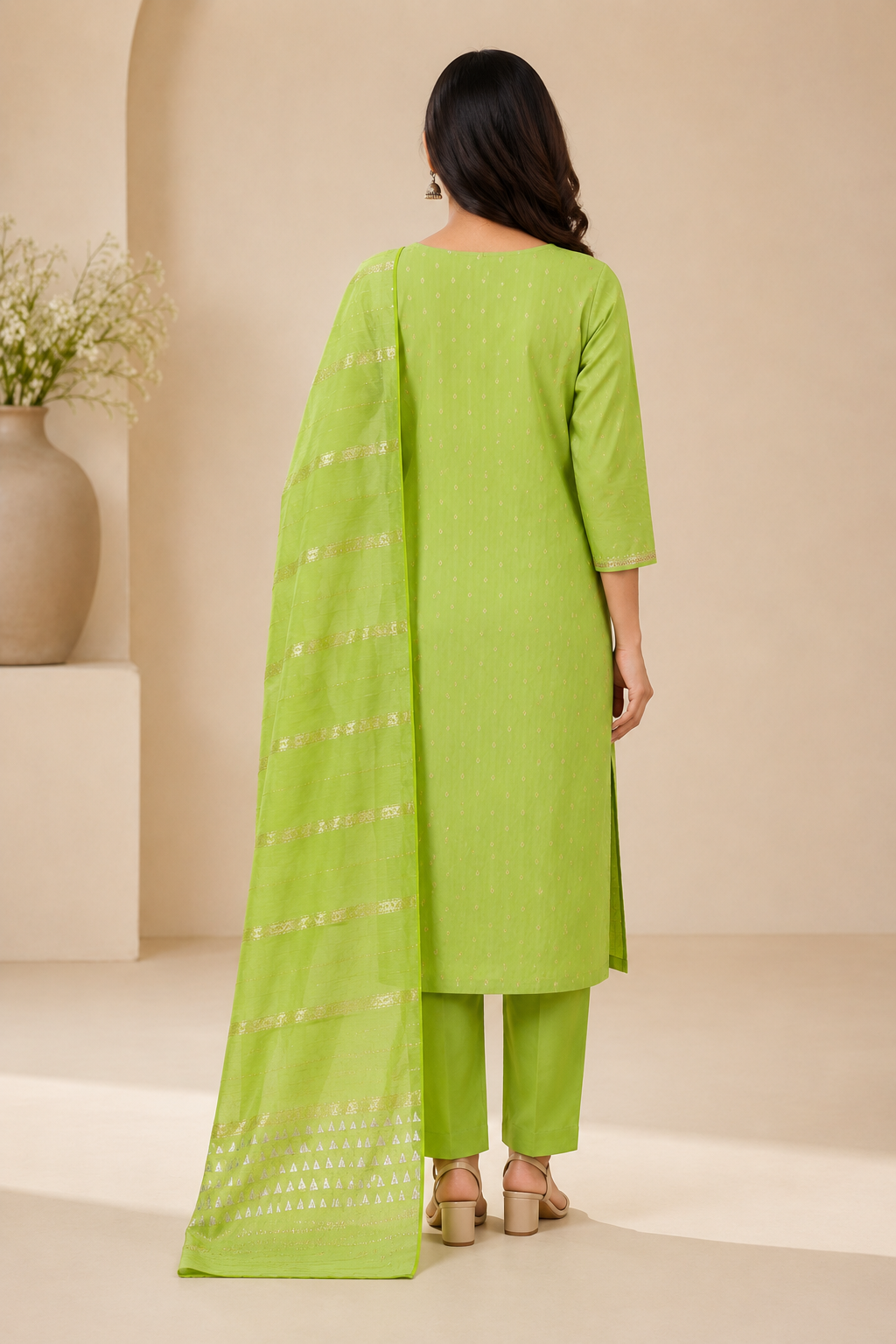 Handwork Kurti Pant & Dupatta 3-Piece Suit Set