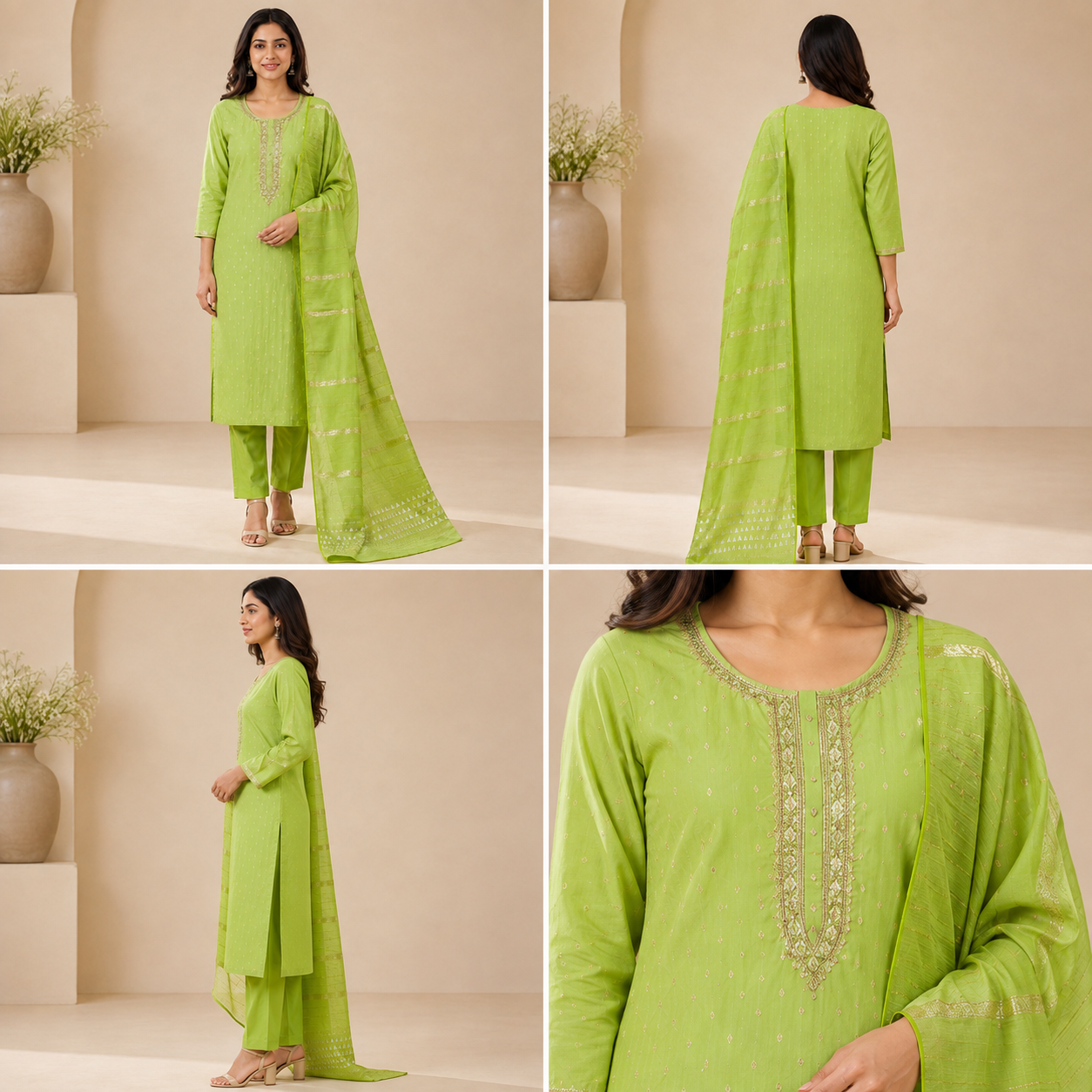 Handwork Kurti Pant & Dupatta 3-Piece Suit Set