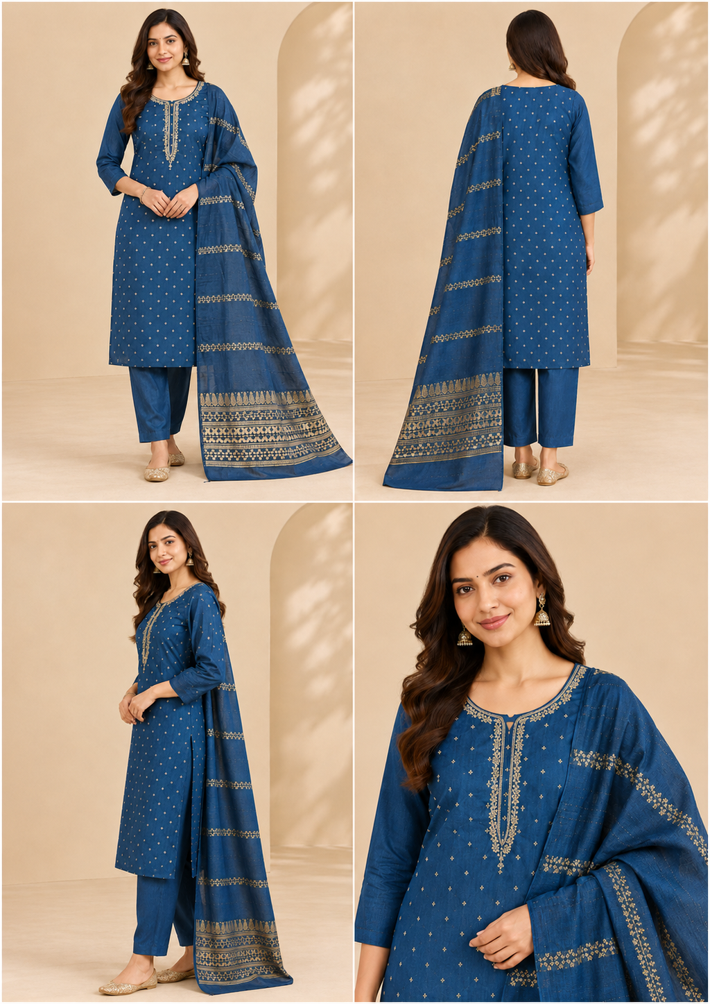 Handwork Kurti Pant & Dupatta 3-Piece Suit Set