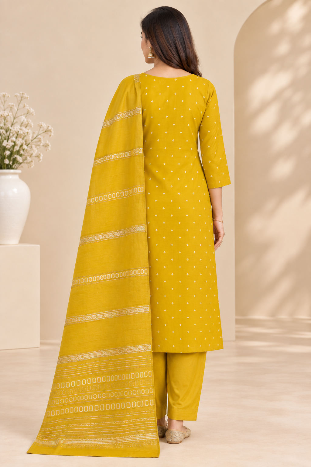 Handwork Kurti Pant & Dupatta 3-Piece Suit Set