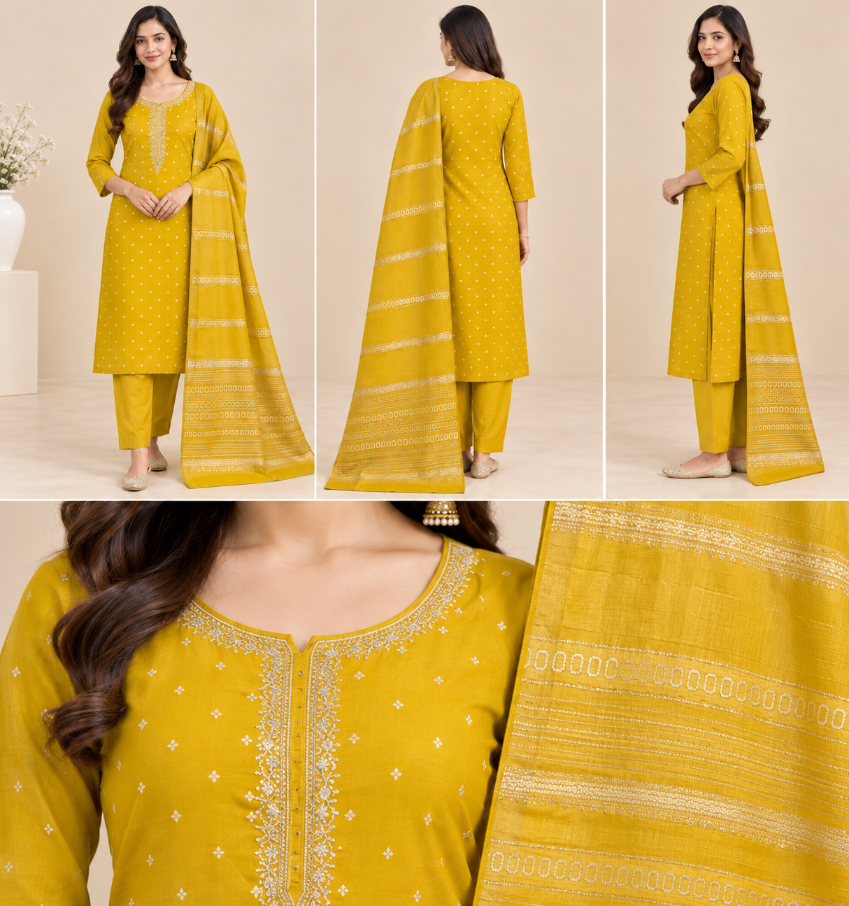 Handwork Kurti Pant & Dupatta 3-Piece Suit Set