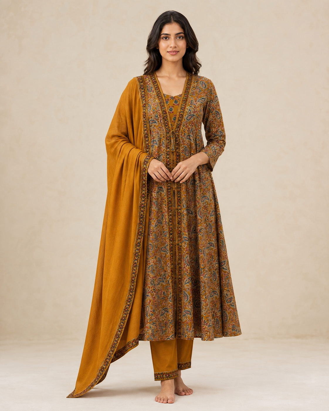 Printed Cotton Anarkali 3-Piece Suit Set