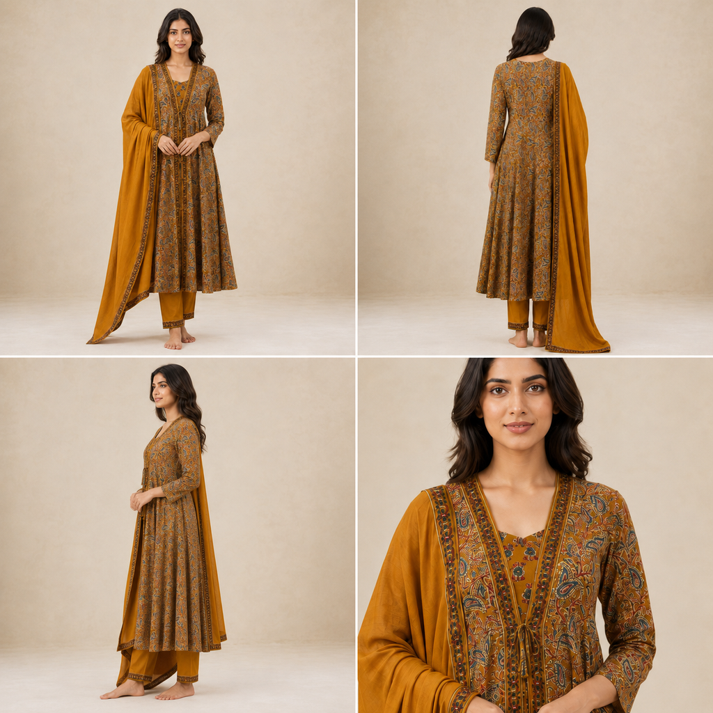 Printed Cotton Anarkali 3-Piece Suit Set