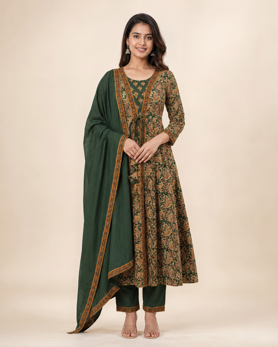 Printed Cotton Anarkali 3-Piece Suit Set