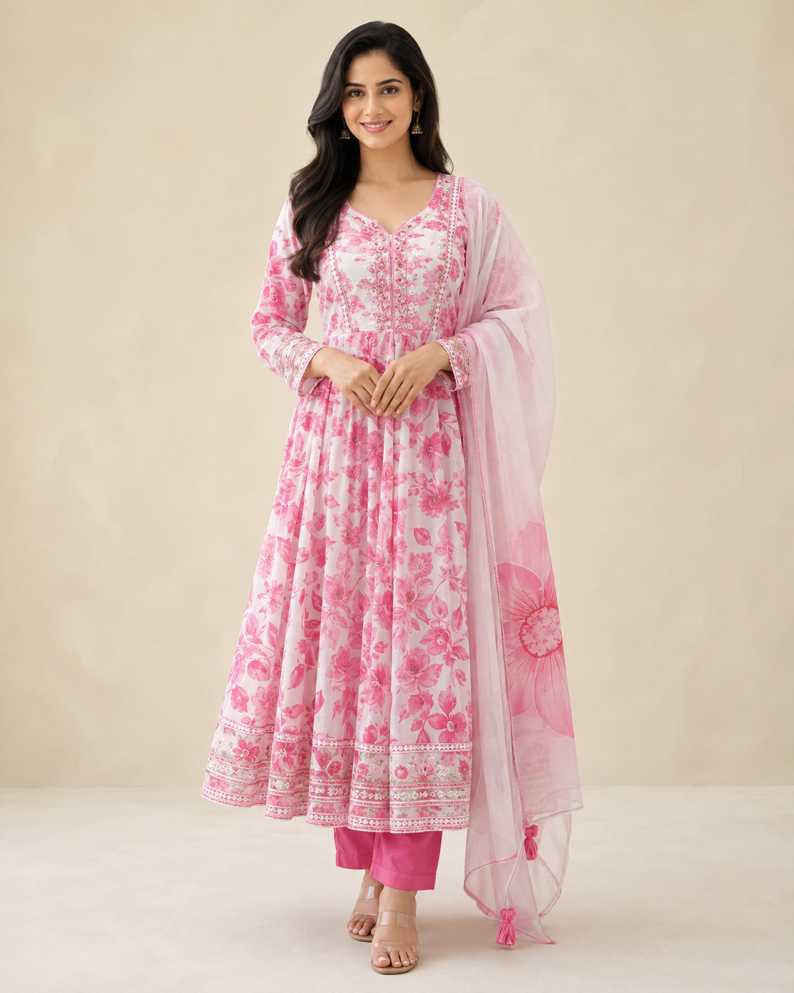 Women's Rayon Anarkali 3-Piece Suit Set