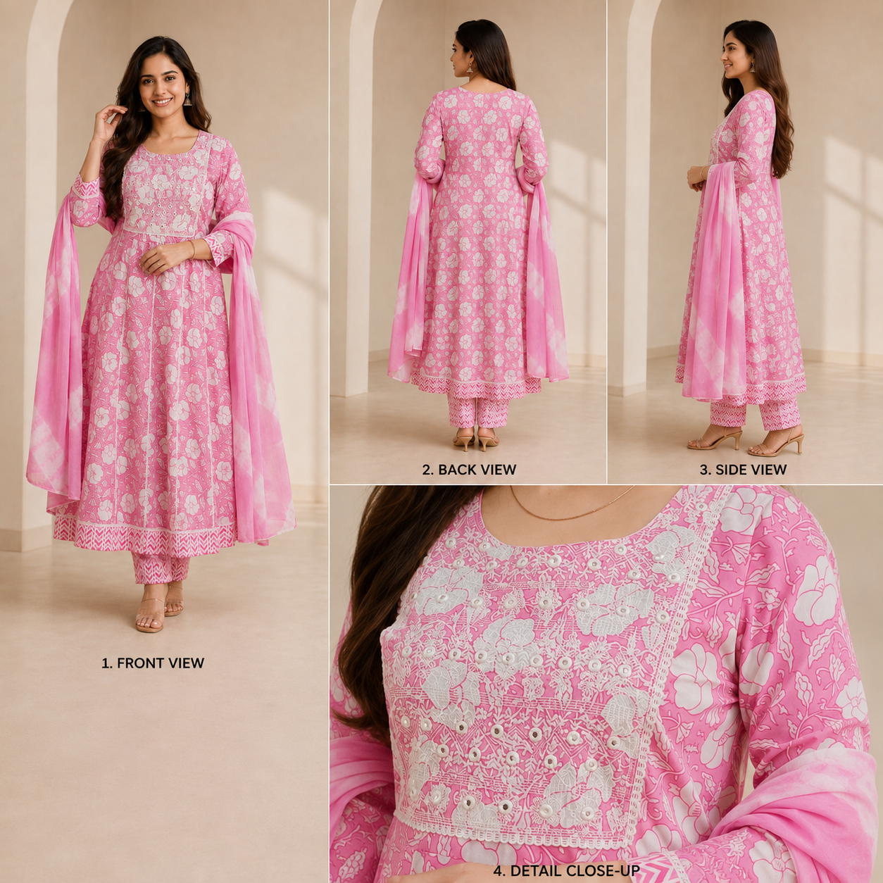 Women's Rayon Anarkali 3-Piece Suit Set