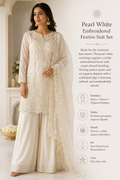 Pearl White Embroidered Festive Suit Set