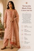Terracotta Block-Print Cotton Suit Set