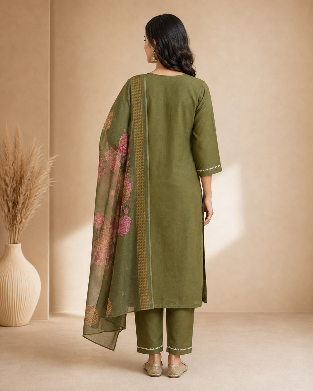 Embroidered Rayon Slub 3-Piece Kurta Pant Dupatta Set