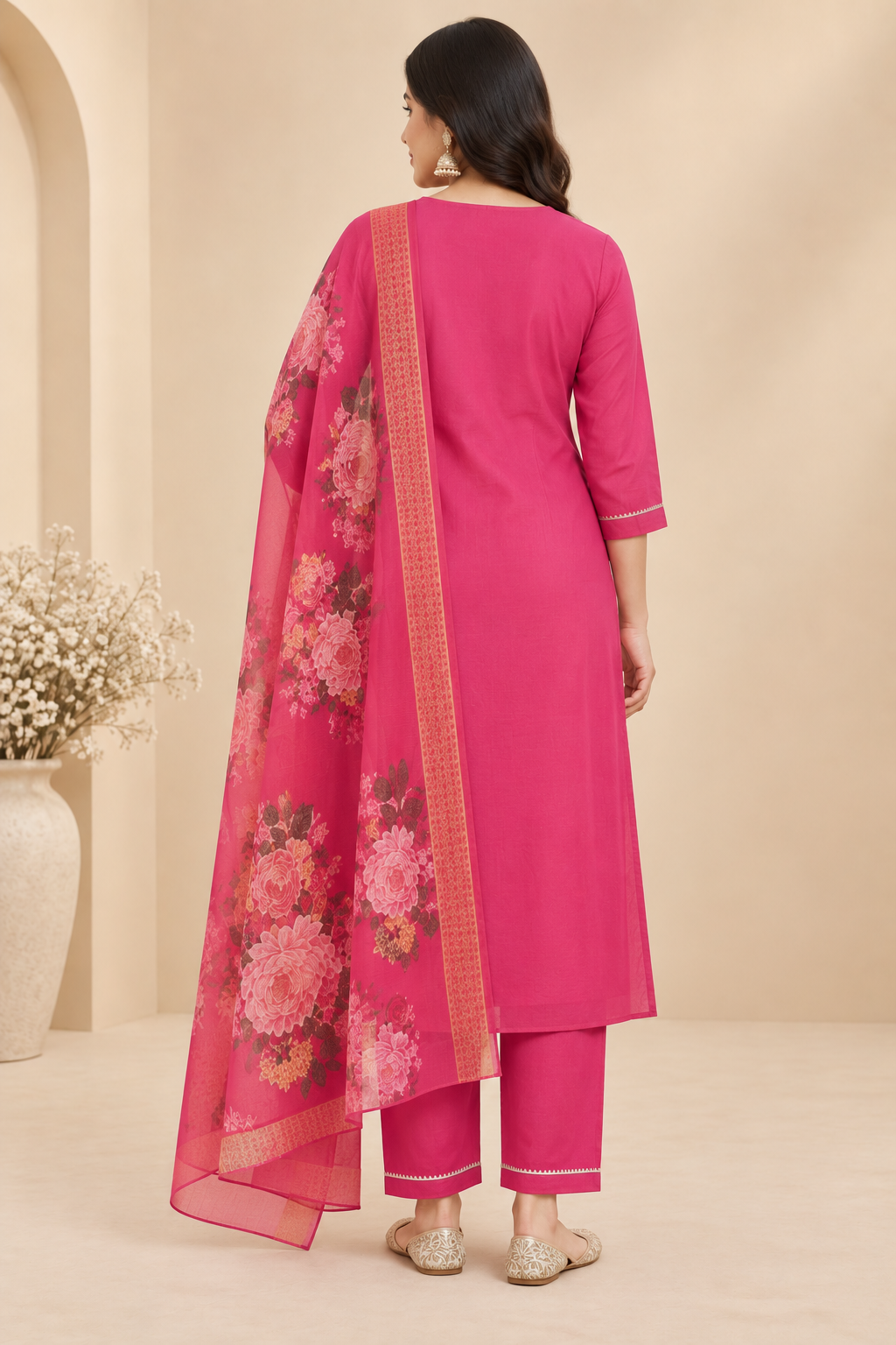 Embroidered Rayon Slub 3-Piece Kurta Pant Dupatta Set