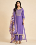 Embroidered Rayon Slub 3-Piece Kurta Set