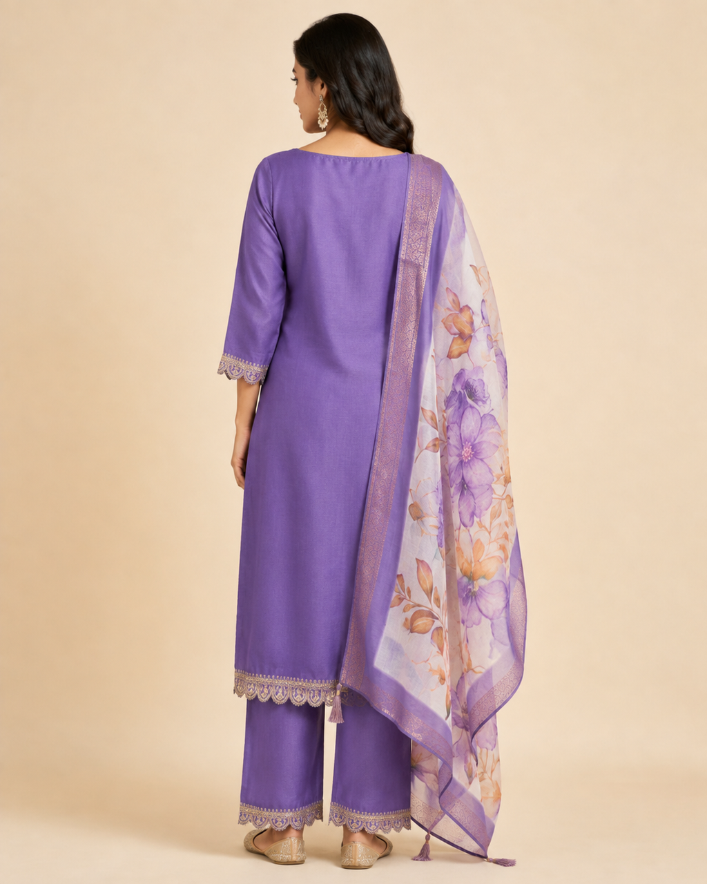 Embroidered Rayon Slub 3-Piece Kurta Set