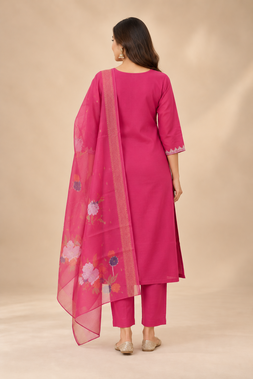 Embroidered Rayon Slub 3-Piece Kurta Set with Chanderi Dupatta