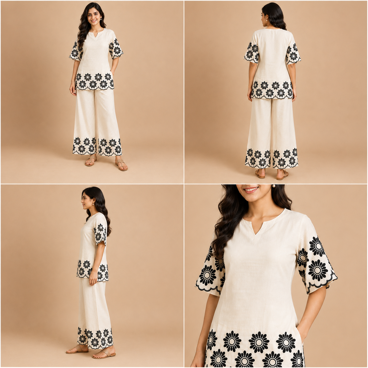 Embroidered Khadi Cotton Women's Co-ord Set