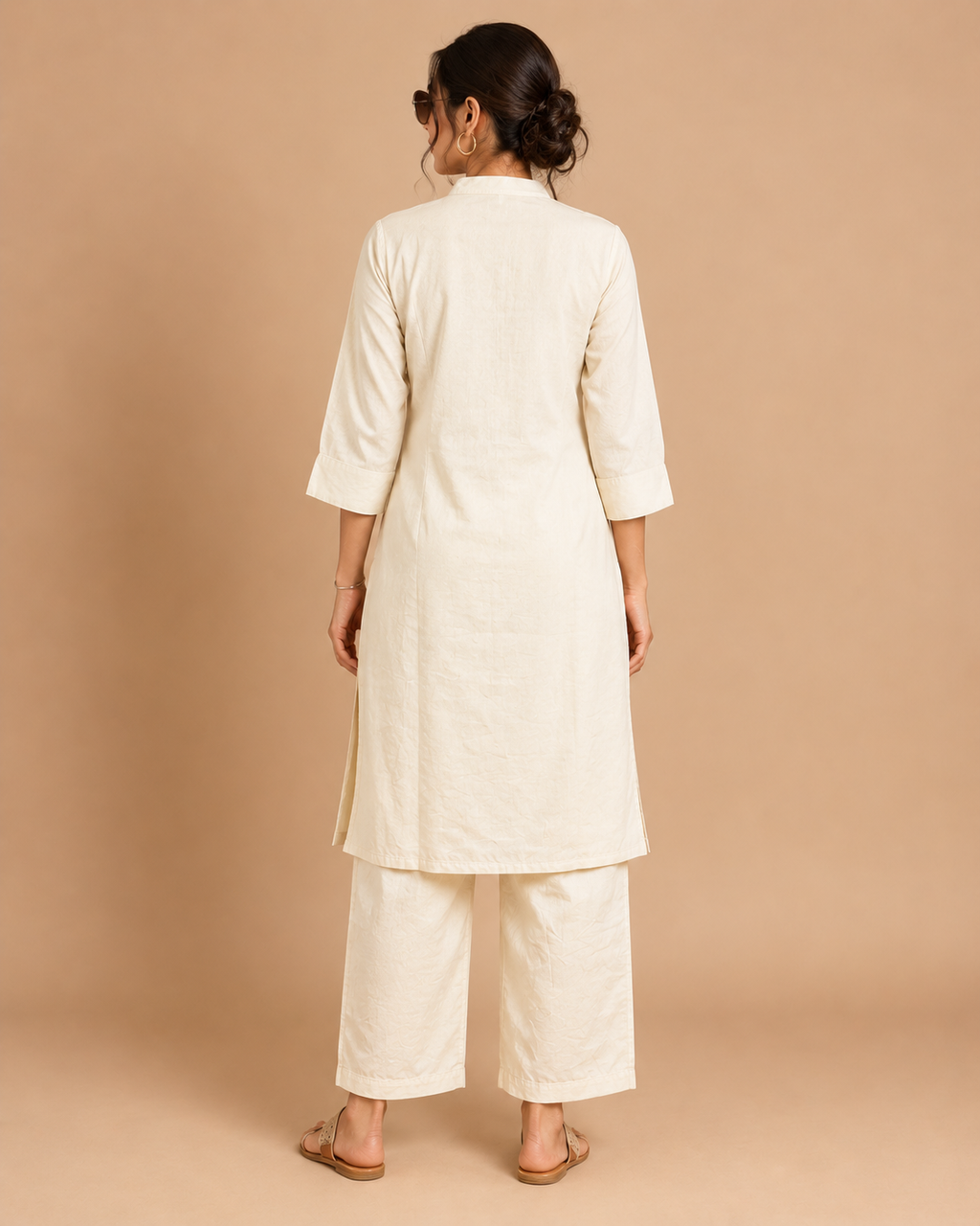 Ivory Elephant Embroidered Women’s Khadi Cotton Co-ord Set