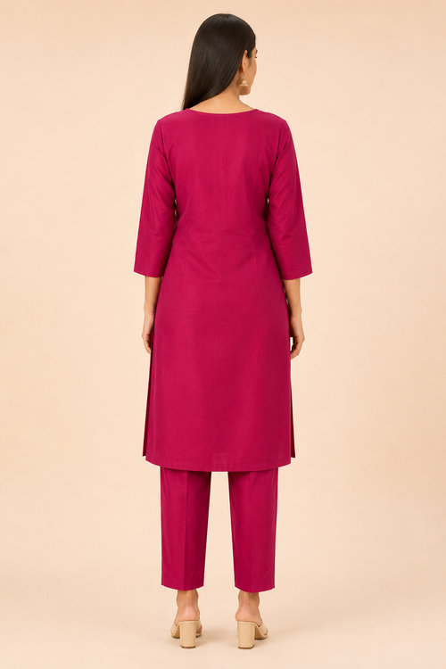Embroidered Silk Blend Kurta Pant Co-ord Set