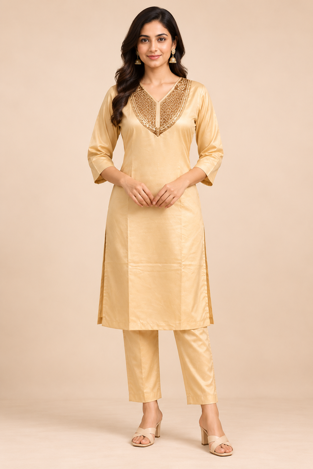 Embroidered Silk Blend Kurta Pant Co-ord Set