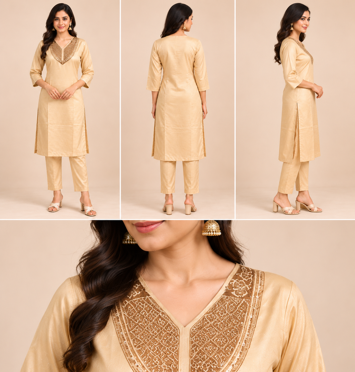 Embroidered Silk Blend Kurta Pant Co-ord Set