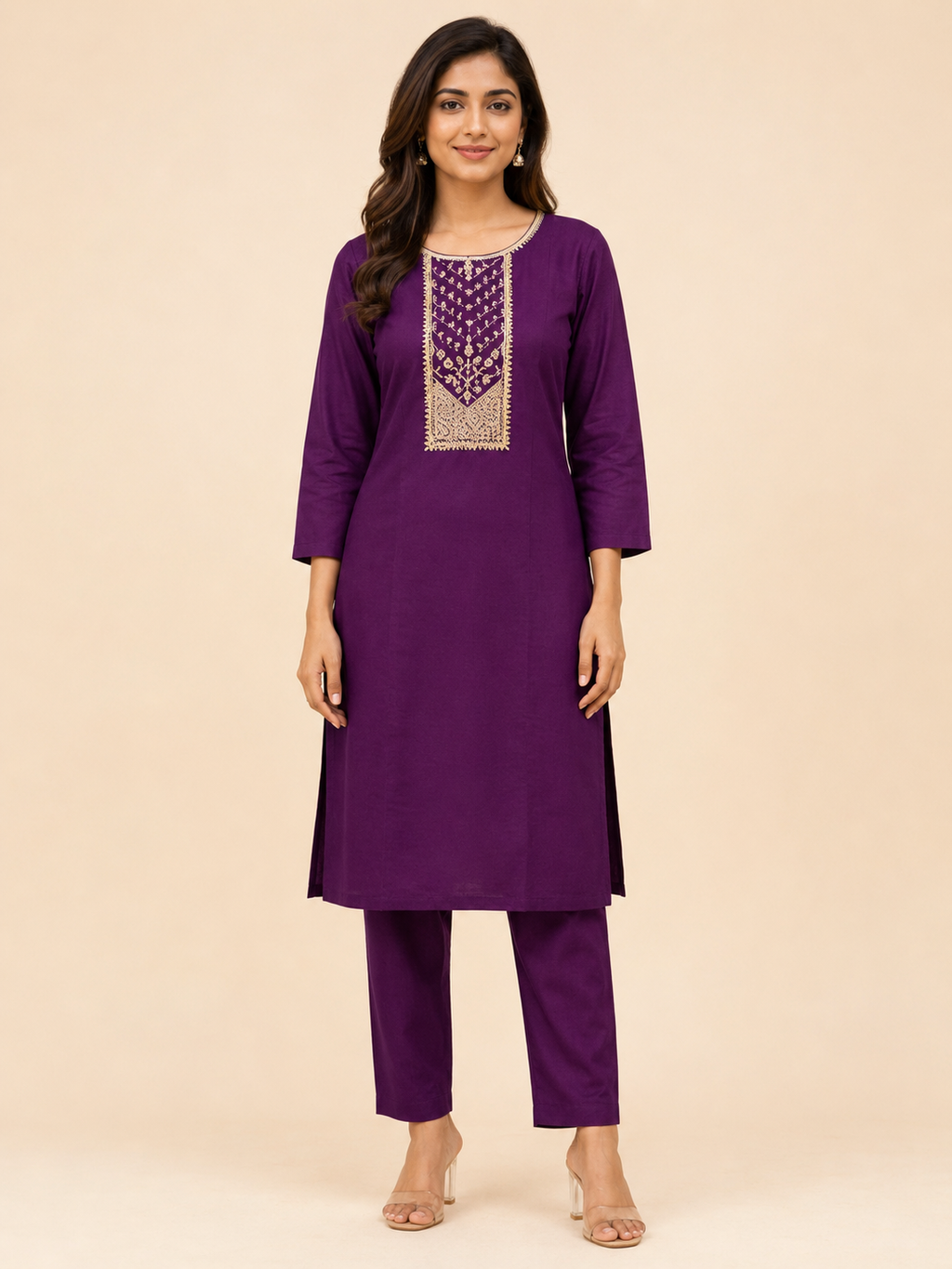 Embroidered Silk Blend Kurta Pant Co-ord Set