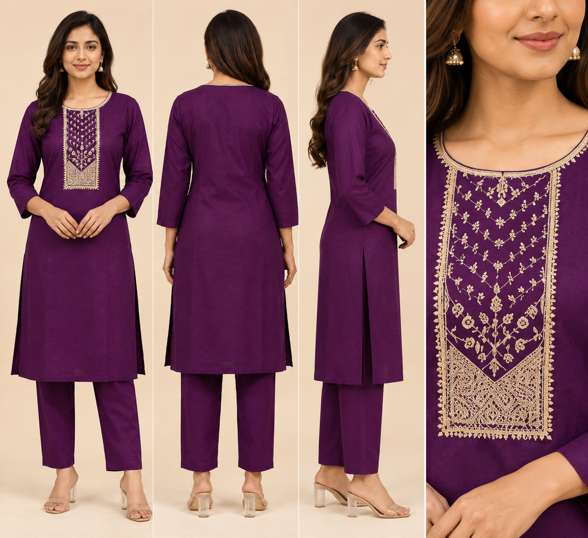 Embroidered Silk Blend Kurta Pant Co-ord Set