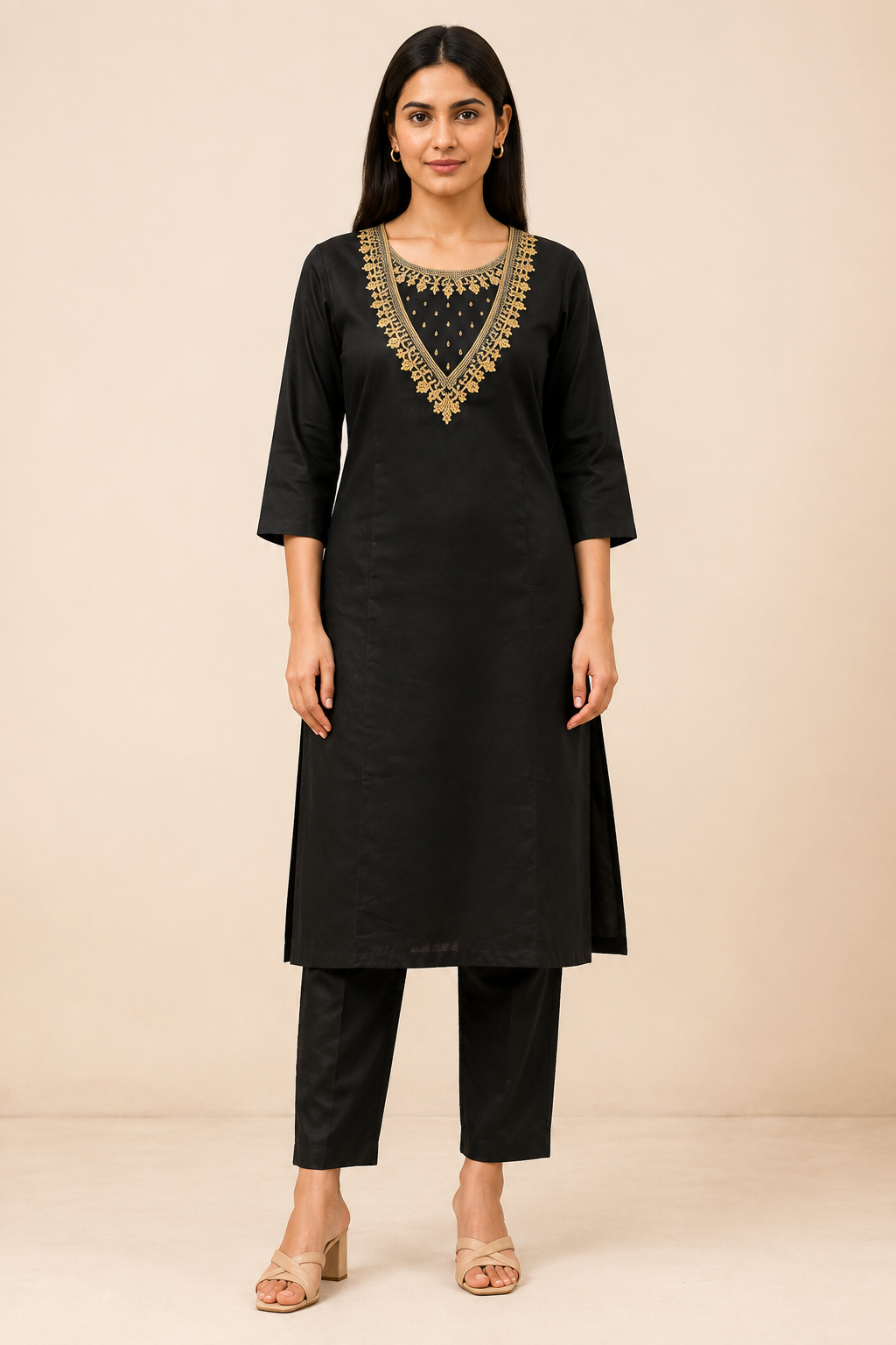 Embroidered Silk Blend Kurta Pant Co-ord Set