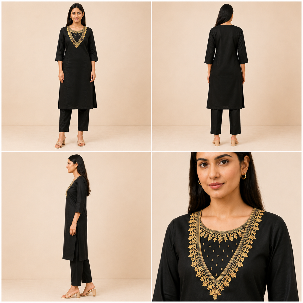 Embroidered Silk Blend Kurta Pant Co-ord Set