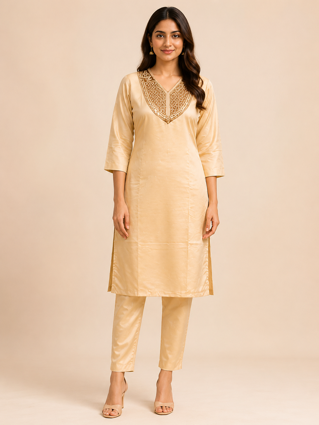 Embroidered Silk Blend Kurta Pant Co-ord Set